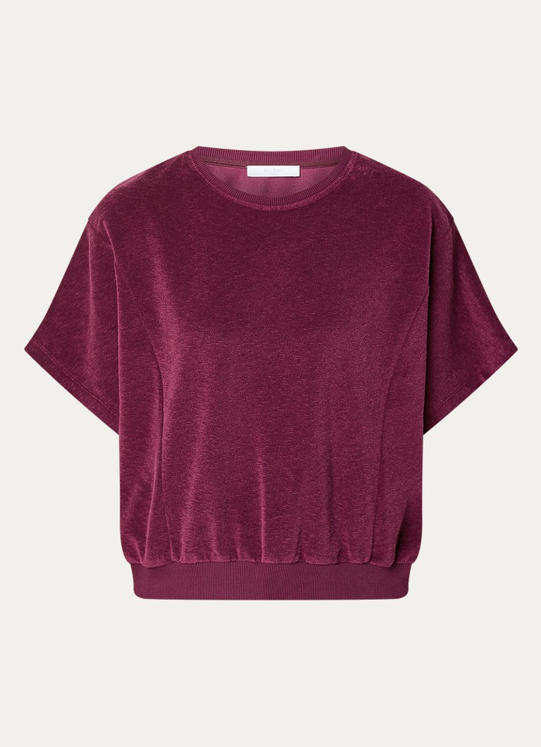 By-bar Dames Nuki Slob top van badstof in de kleur Aubergine, maat: L