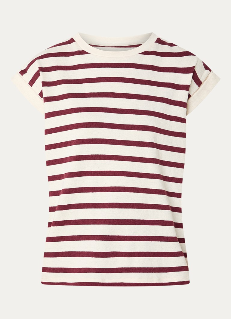 By-bar Dames Tobi T-shirt met strepprint in de kleur Creme, maat: S
