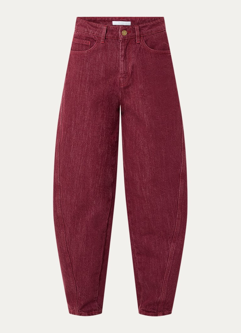 By-bar Dames Begum high waist balloon fit jeans met gekleurde wassing in de kleur Rood, maat: S