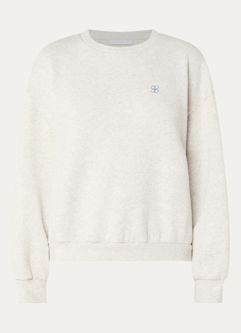 By-bar Dames Lili Amor sweater met backprint en lurex in de kleur Lichtgrijs, maat: M