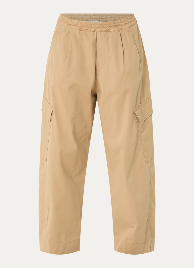 By-bar Dames Matcha high waist tapered fit cargobroek met klepzakken in de kleur Camel, maat: S
