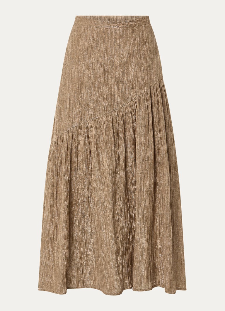 By-bar Dames Myra midi rok met lurex in de kleur Lichtbruin, maat: XL