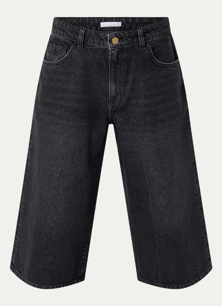 By-bar Dames Noho mid waist wide fit culotte van denim in de kleur Zwart, maat: S