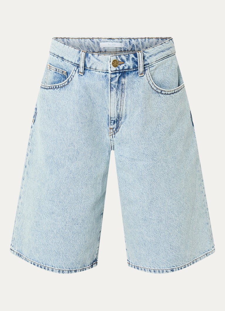 By-bar Dames Soho high waist wide fit korte broek van denim in de kleur Indigo, maat: L