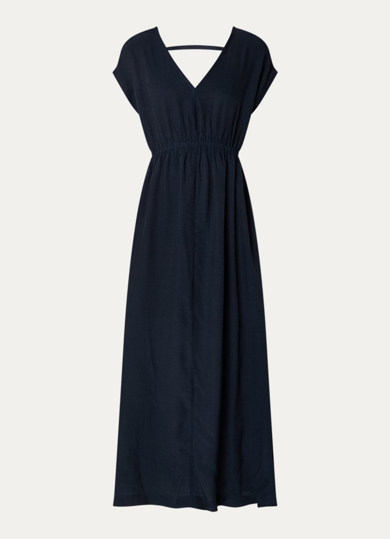 By-bar Dames Yuki maxi jurk van crêpe met steekzakken in de kleur Donkerblauw, maat: M