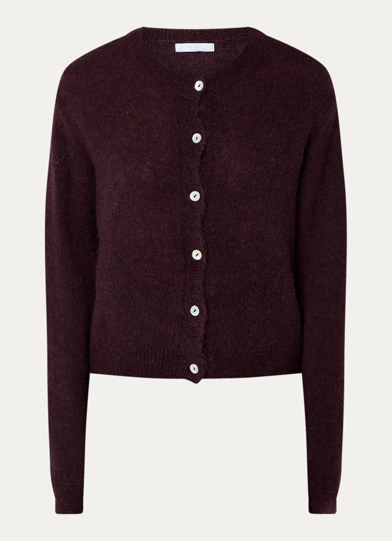 By-bar Dames Cleo fijngebreid vest in alpaca wolblend in de kleur Bordeauxrood, maat: L