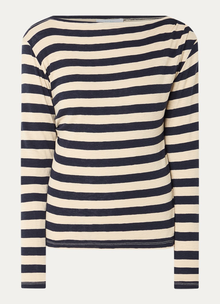 By-bar Dames Leya top met boothals in de kleur Donkerblauw, maat: XL