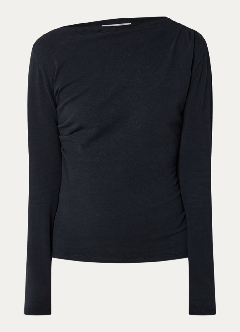 By-bar Dames Leya top met boothals in de kleur Zwart, maat: XL