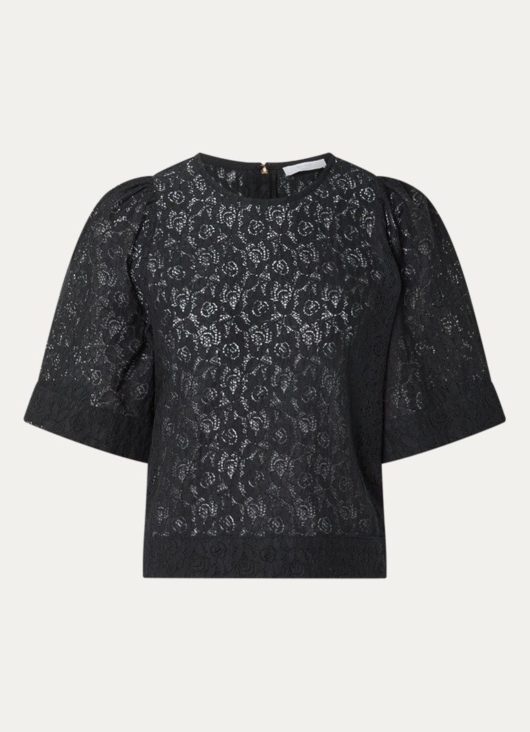 By-bar Dames Olivia tuniek met broderie in de kleur Zwart, maat: S