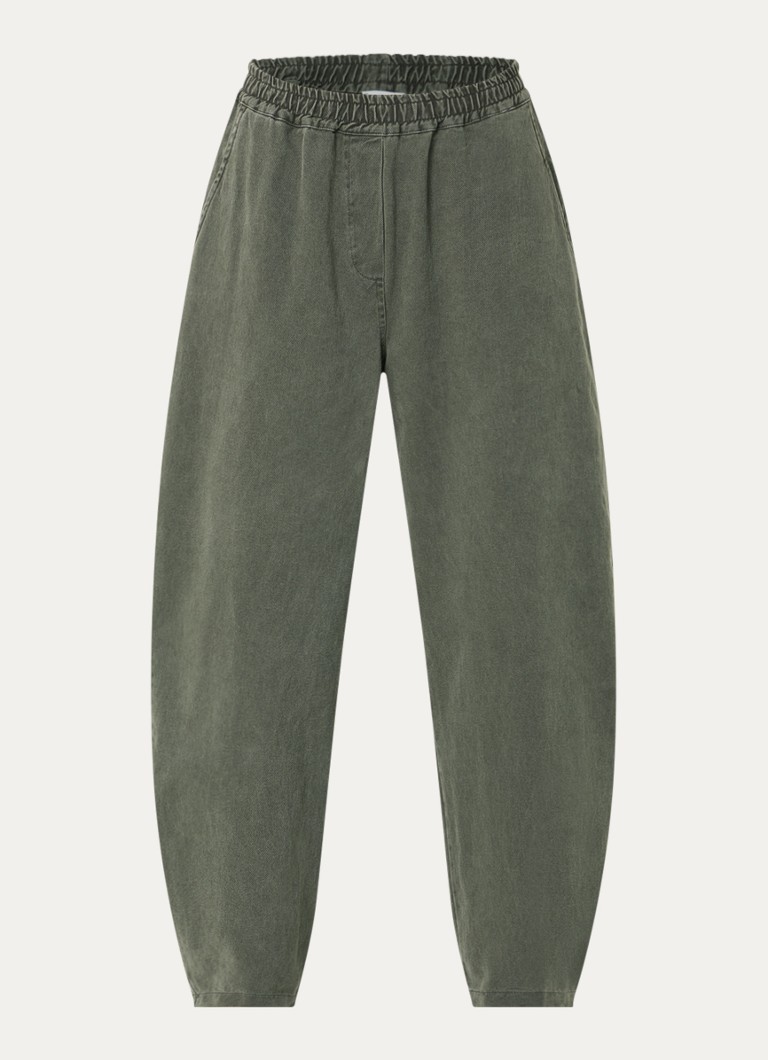 By-bar Heren Davi high waist wide fit broek met steekzakken in de kleur Bronsgroen, maat: S
