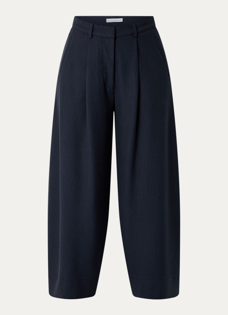 By-bar Dames Frida high waist wide fit pantalon met steekzakken in de kleur Donkerblauw, maat: M