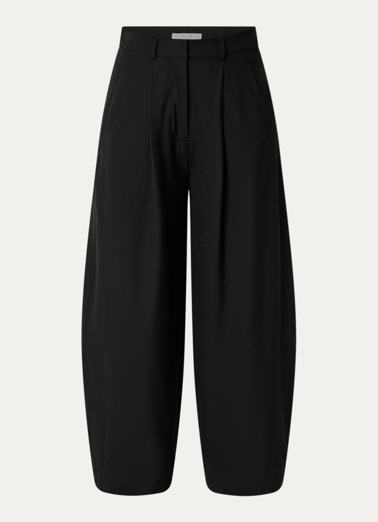 By-bar Dames Jule mid waist wide fit pantalon met steekzakken in de kleur Zwart, maat: L