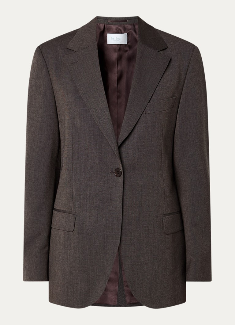 By-bar Dames Mikkel blazer met klepzakken en schoudervulling in de kleur Donkerbruin, maat: S