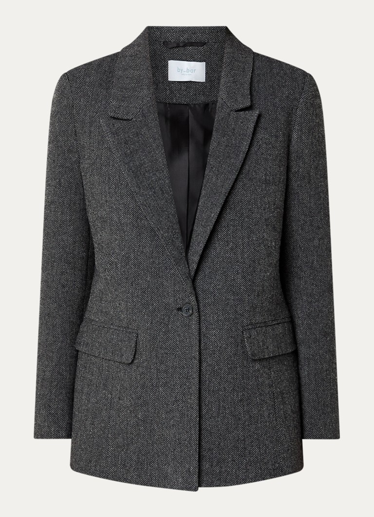 By-bar Dames Nes blazer met klepzakken en schoudervulling in de kleur Grijsmele, maat: XS