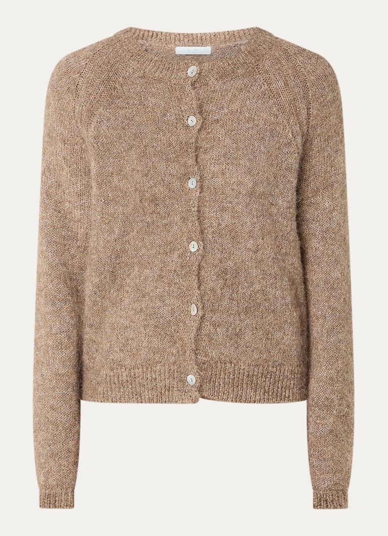By-bar Dames Falon grofgebreid vest in alpaca wolblend in de kleur Zand, maat: L