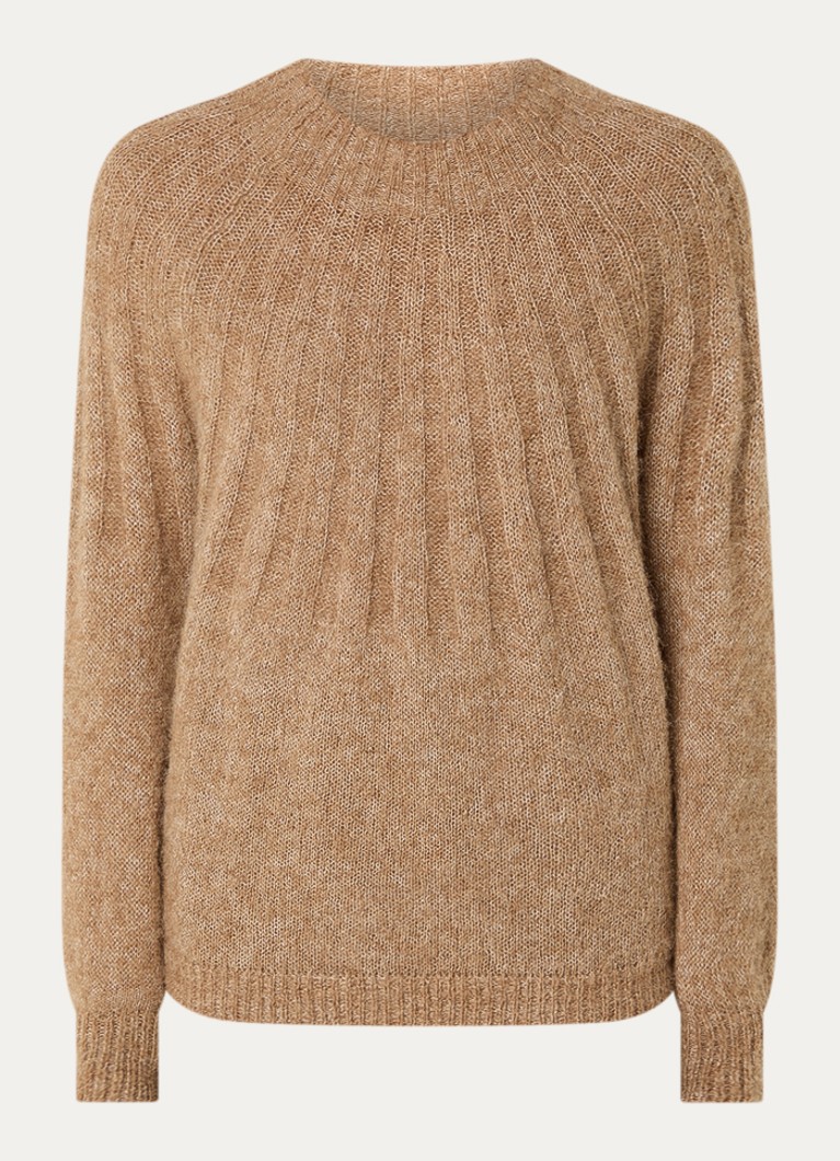 By-bar Dames Zoe grofgebreide trui in alpaca wolblend in de kleur Camel, maat: XL