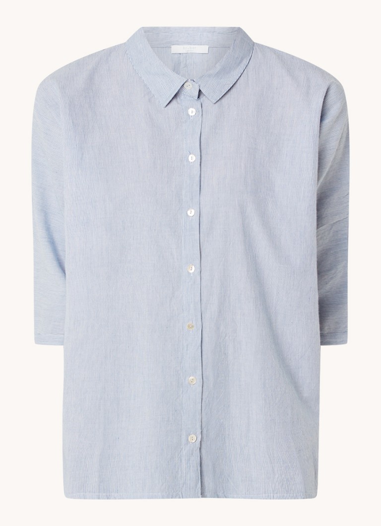 By-bar Dames Norel oversized blouse met streepprint in de kleur Lichtblauw, maat: S
