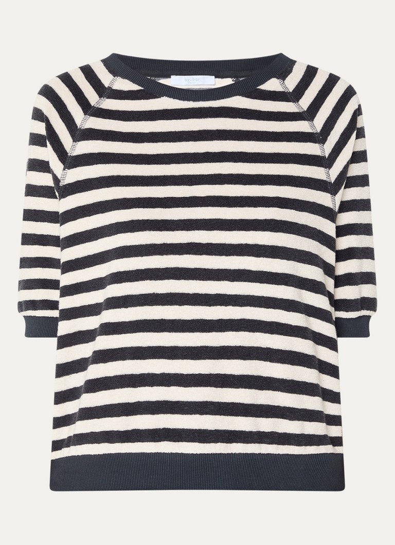 By-bar Dames Neva top met streepprint in de kleur Zwart, maat: M