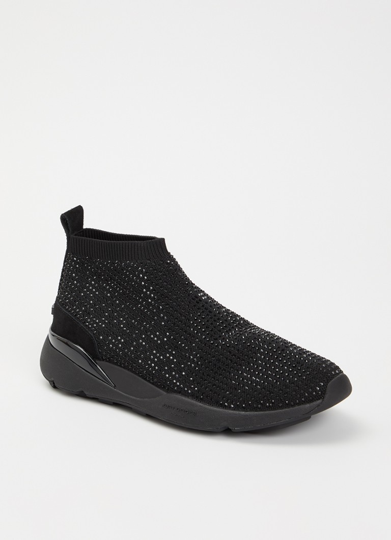Kurt Geiger Dames Kurt sneaker met gebreid bovenwerk en strass in de kleur Zwart, maat: 37