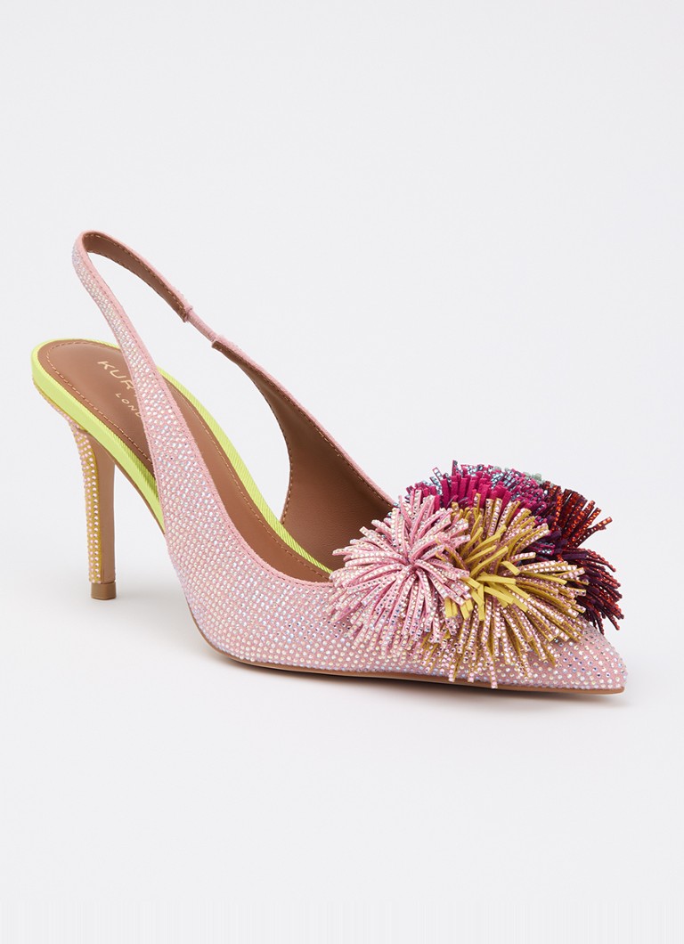 Kurt Geiger Dames Pom Pom slingback van suède met strass in de kleur Lichtroze, maat: 37