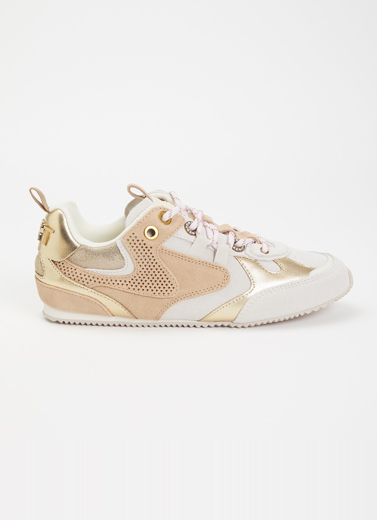 Kurt Geiger Dames Sneaker van suède met metallic details in de kleur Beige, maat: 38