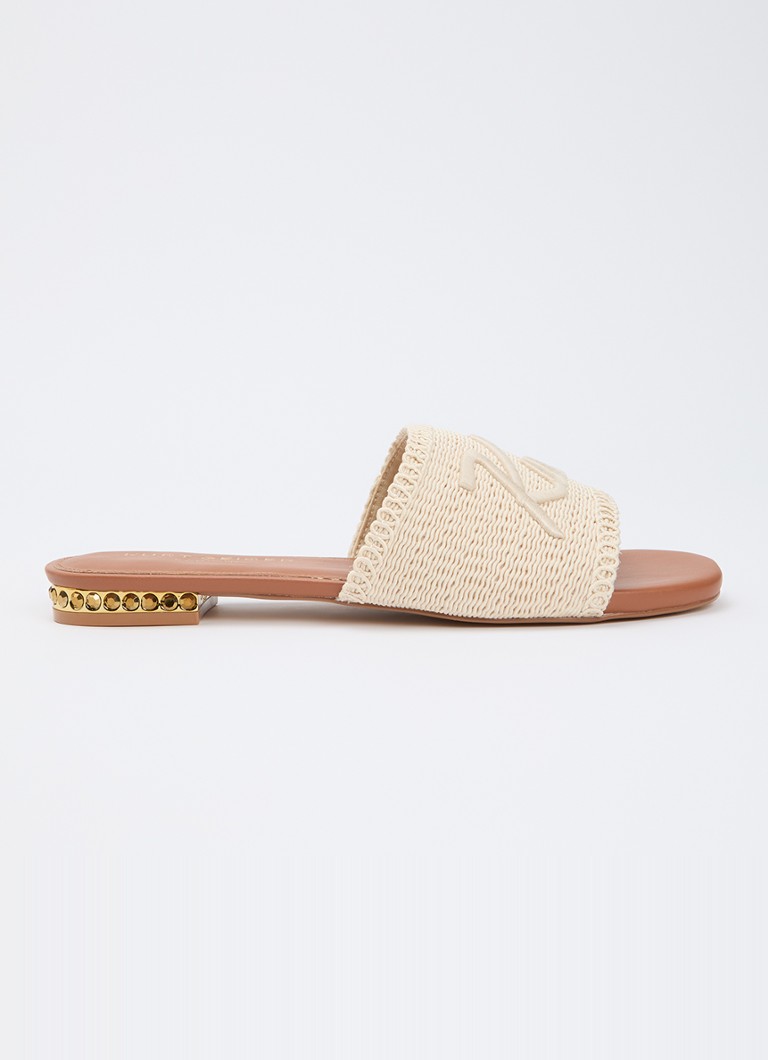 Kurt Geiger Dames Slipper met logo en strass in de kleur Creme, maat: 36