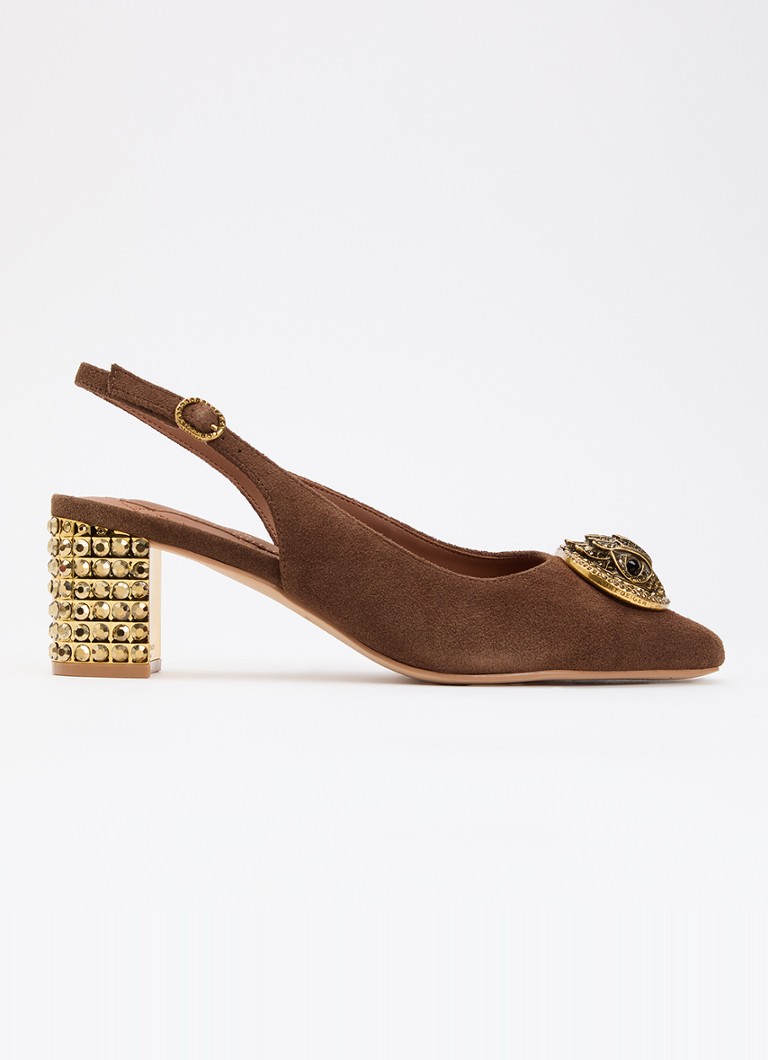 Kurt Geiger Dames Chelsea slingback van suède met strass in de kleur Bruin, maat: 41