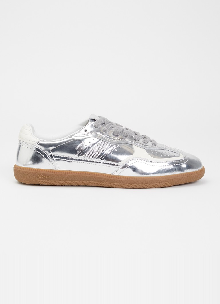 ALOHAS Dames TB.490 Rife sneaker van leer met metallic finish in de kleur Zilver, maat: 36