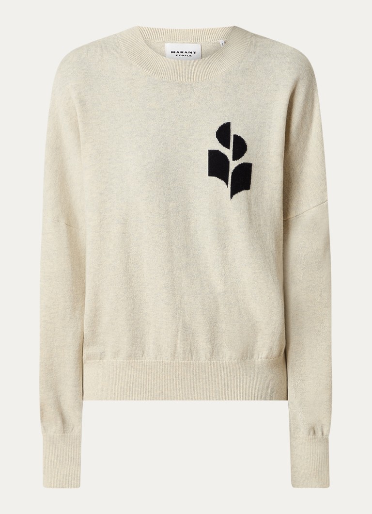 Isabel Marant Dames Marisans fijngebreide pullover in wolblend met ingebreid logo in de kleur Gebroken wit, maat: 40