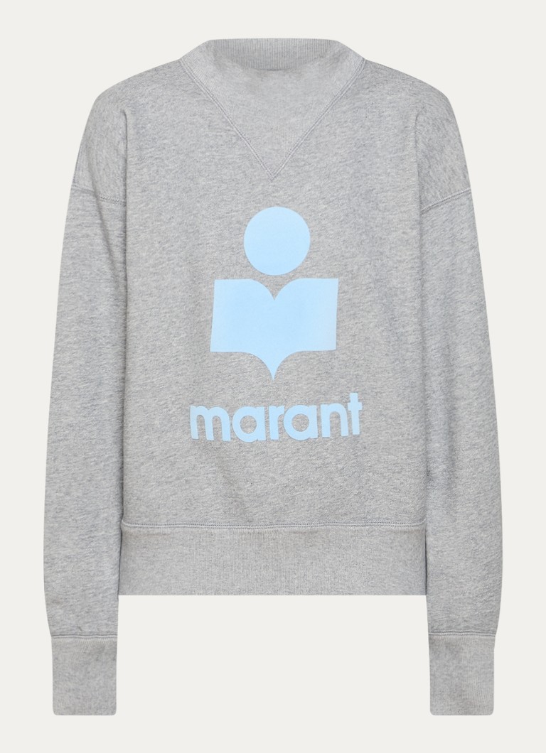 Isabel Marant Dames Moby sweater in katoenblend met flock logoprint in de kleur Grijs, maat: 36