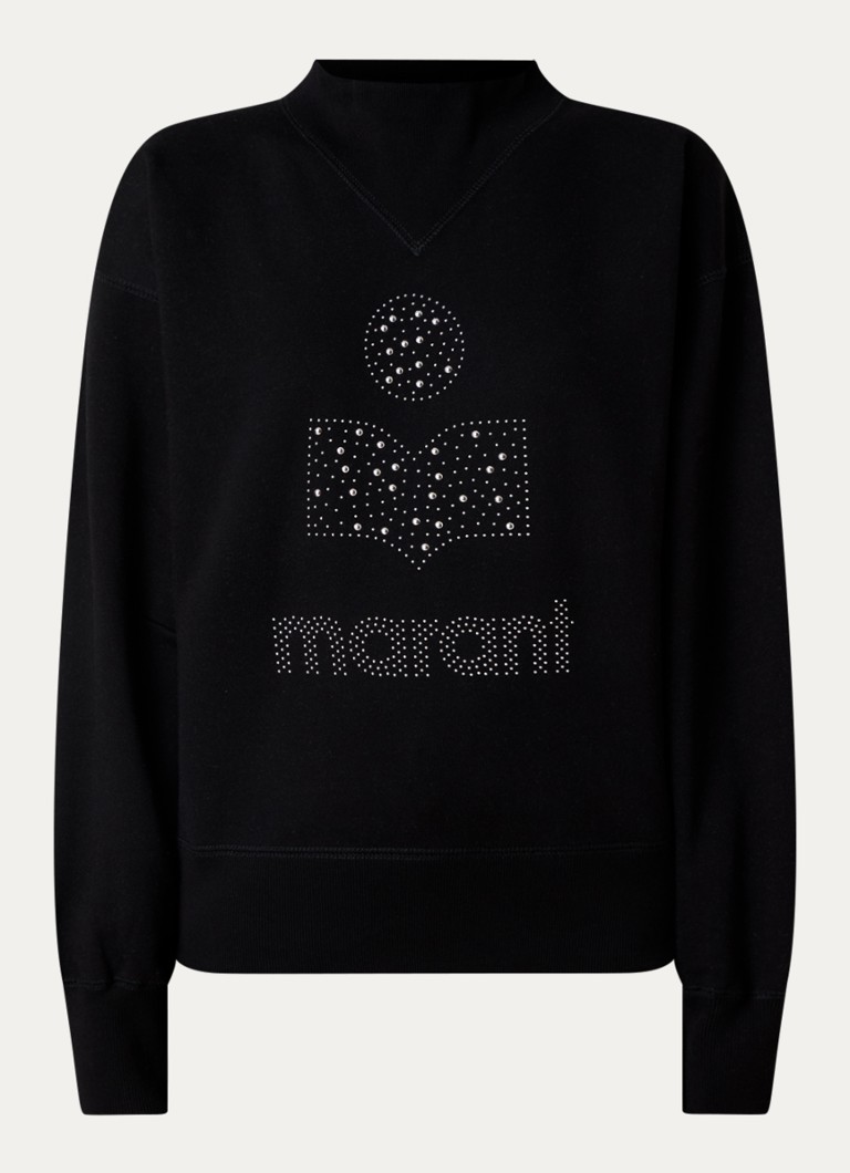 Isabel Marant Dames Moby sweater met studs en logoprint in de kleur Zwart, maat: 36