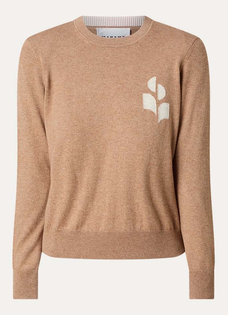 Isabel Marant Dames Lanta fijngebreide trui in wolblend met ingebreide logo in de kleur Camel, maat: 36