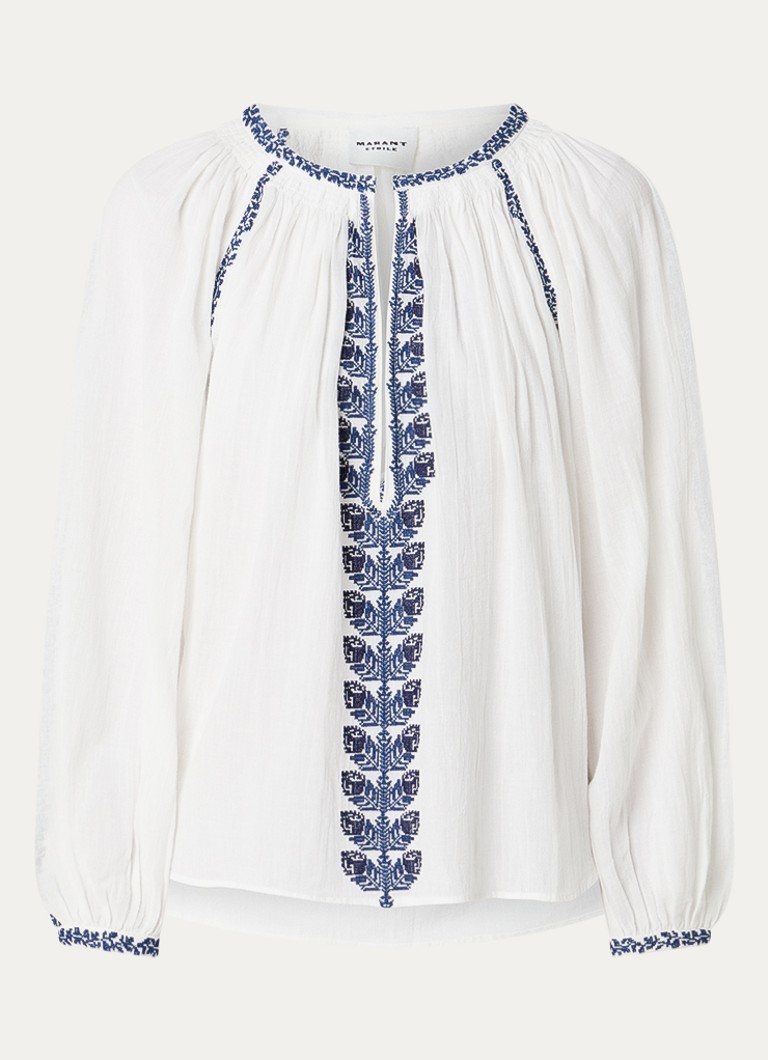 Isabel Marant Dames Lena tuniek met V-hals en borduring in de kleur Gebroken wit, maat: 42