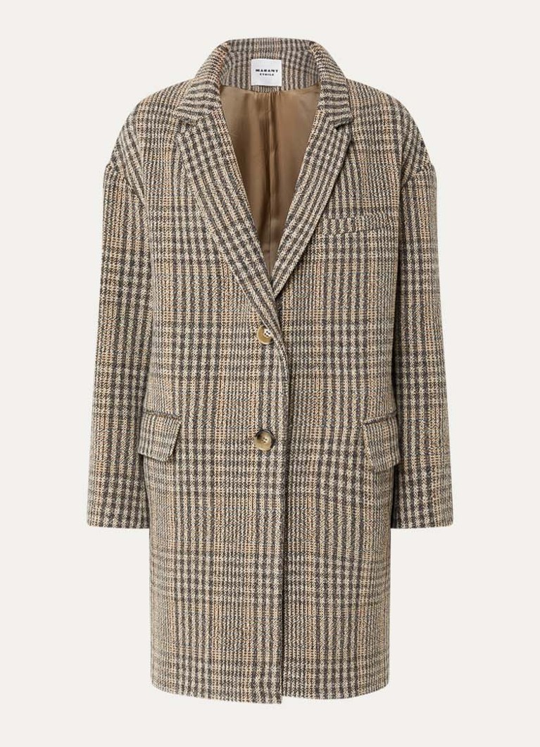 Isabel Marant Dames Limiza mantel van wol met klepzakken in de kleur Donkerbeige, maat: 38