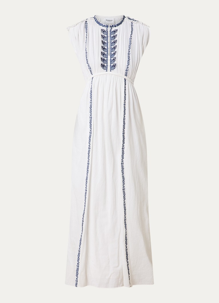 Isabel Marant Dames Liviane maxi tuniekjurk met strikceintuur en borduring in de kleur Gebroken wit, maat: 36