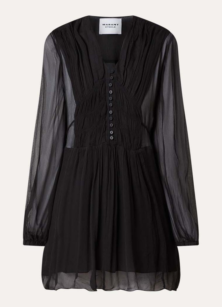 Isabel Marant Dames Loriena semi-transparante mini blouse jurk met V-hals in de kleur Zwart, maat: 38