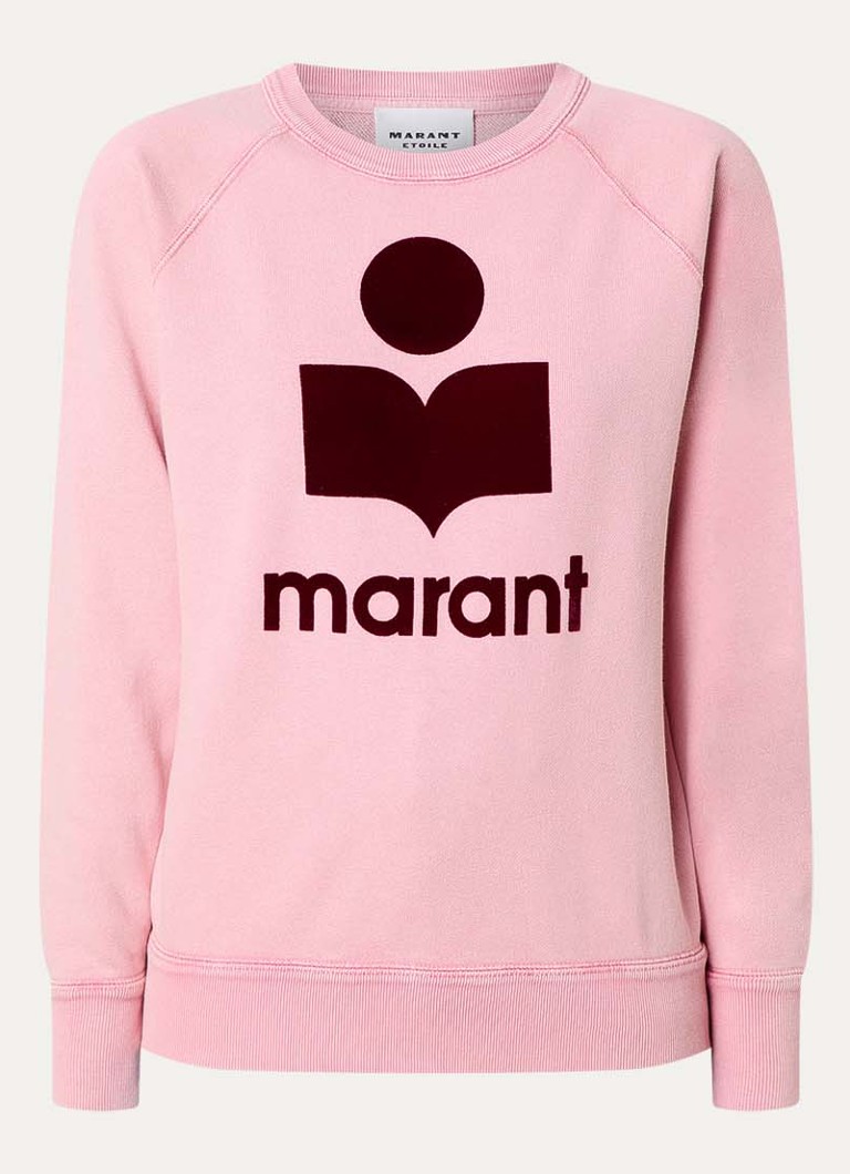 Isabel Marant Dames Milly sweater met gemêleerd dessin en flock logoprint in de kleur Zalmroze, maat: 34
