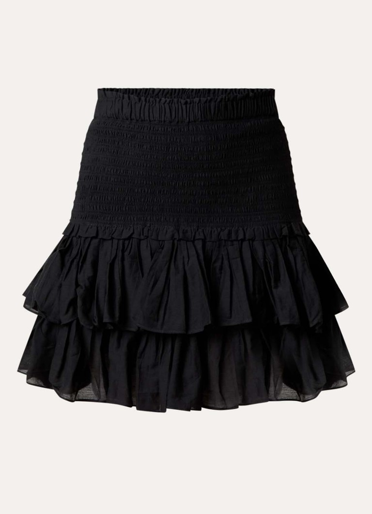 Isabel Marant Dames Minirok met smockwerk en ruches in de kleur Zwart, maat: 36
