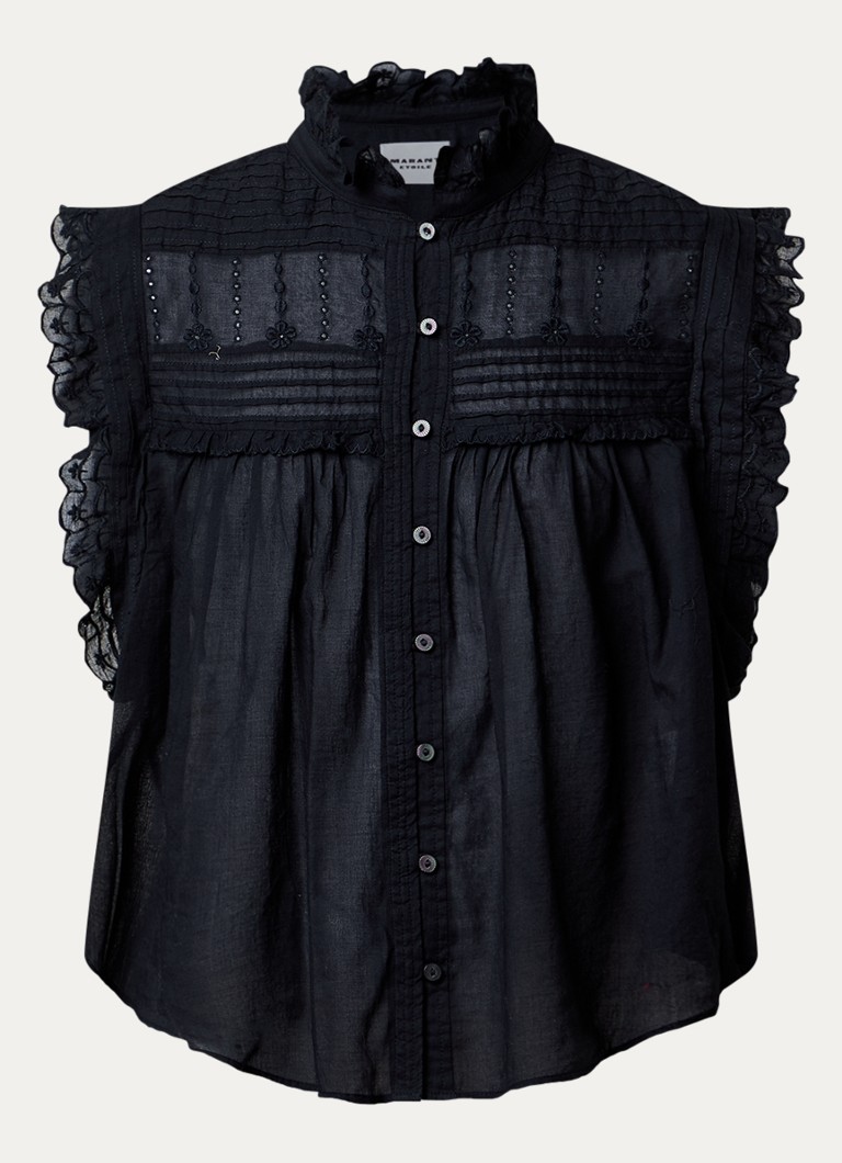 Isabel Marant Dames Dersia mouwloze blouse met volant in de kleur Zwart, maat: 38
