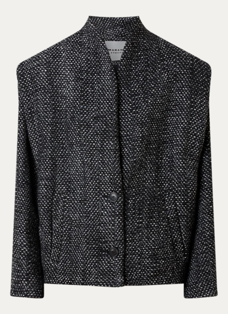 Isabel Marant Dames Drogo jack in wolblend met steekzakken en gemêleerd dessin in de kleur Antraciet, maat: 34