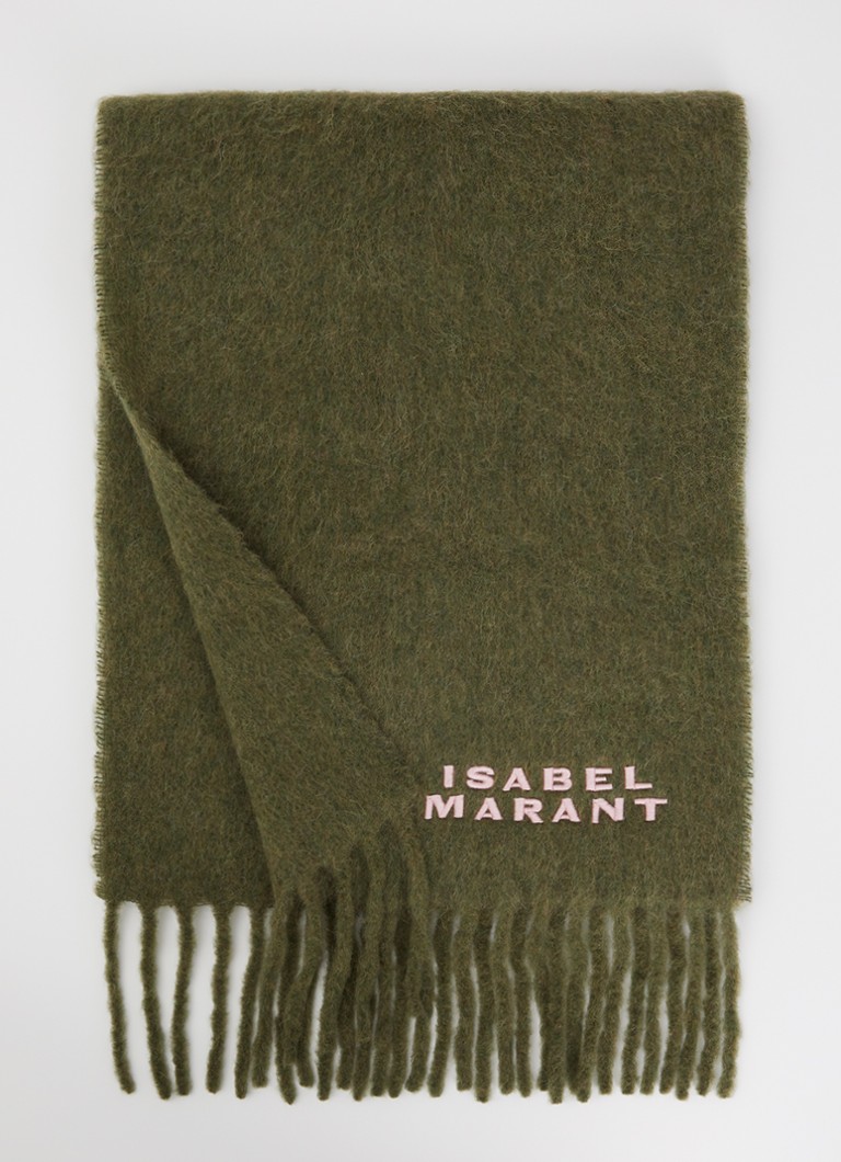 Isabel Marant Dames Firny sjaal in alpaca wolblend in de kleur Khaki, maat: ONE SIZE