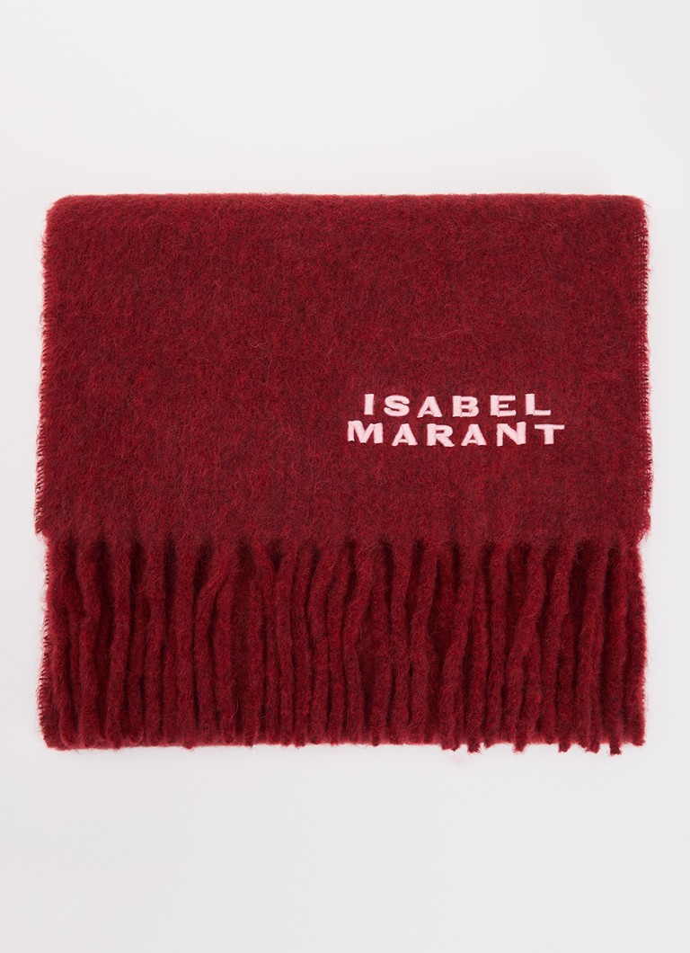 Isabel Marant Dames Firny sjaal in alpaca wolblend met franjes 190 x 40 cm in de kleur Donkerrood, maat: ONE SIZE