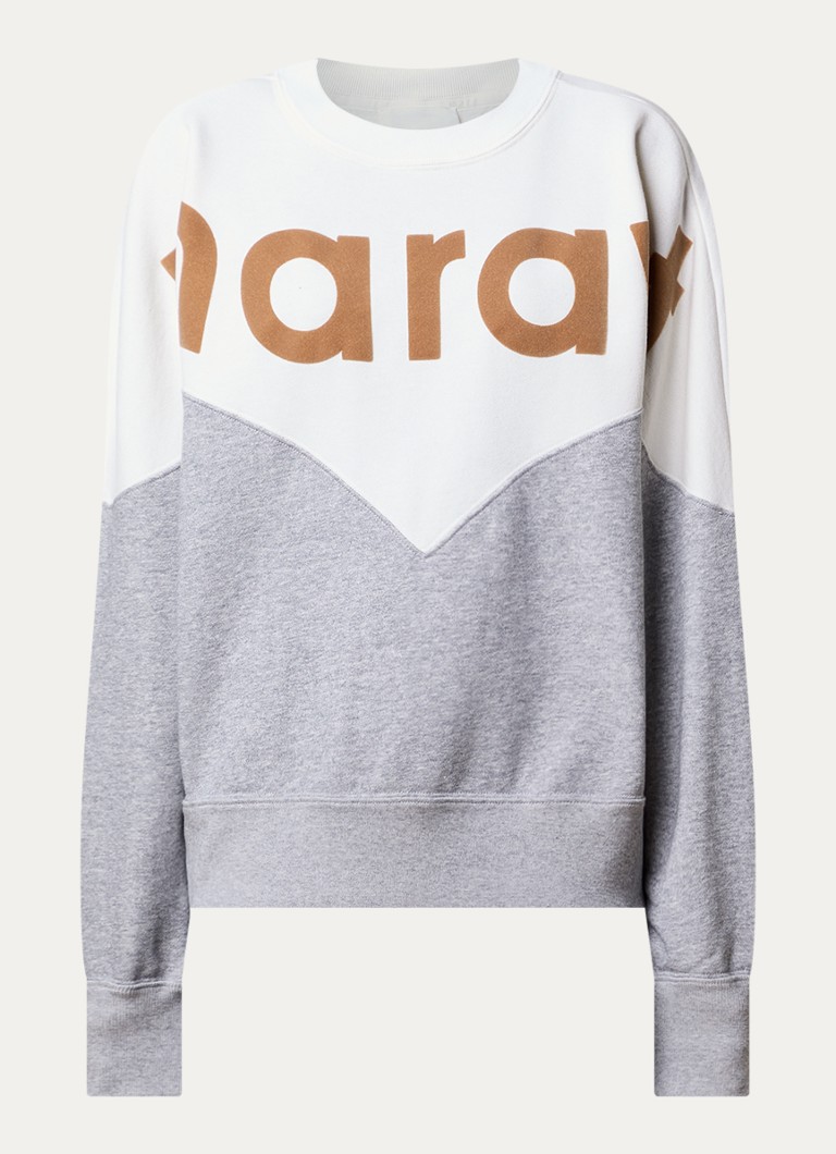 Isabel Marant Dames Houston sweater met logo en gemêleerd dessin in de kleur Gebroken wit, maat: 40