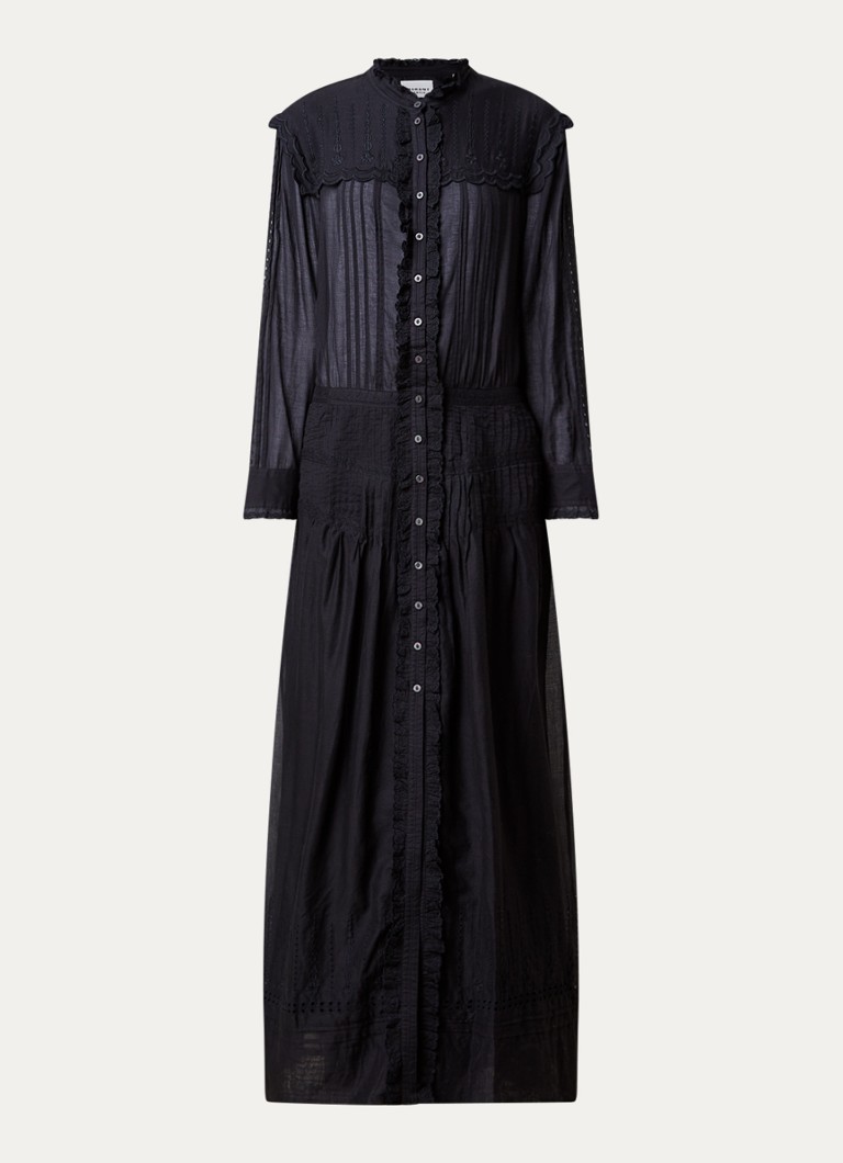 Isabel Marant Dames Lonie maxi blousejurk met broderie in de kleur Zwart, maat: 38