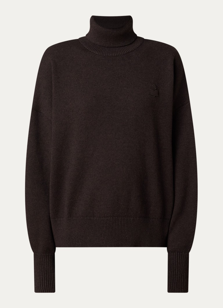 Isabel Marant Dames Nasha fijngebreide trui in wolblend met col in de kleur Chocoladebruin, maat: 34