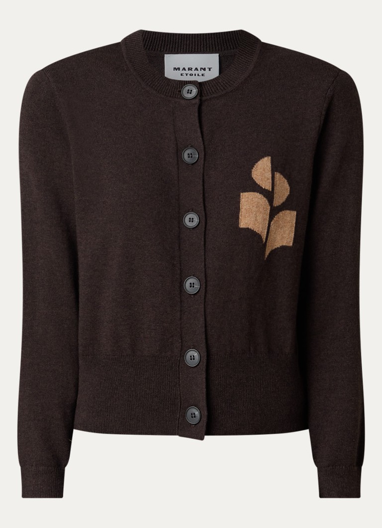 Isabel Marant Dames Newton fijngebreid vest in wolblend met logo in de kleur Chocoladebruin, maat: 38