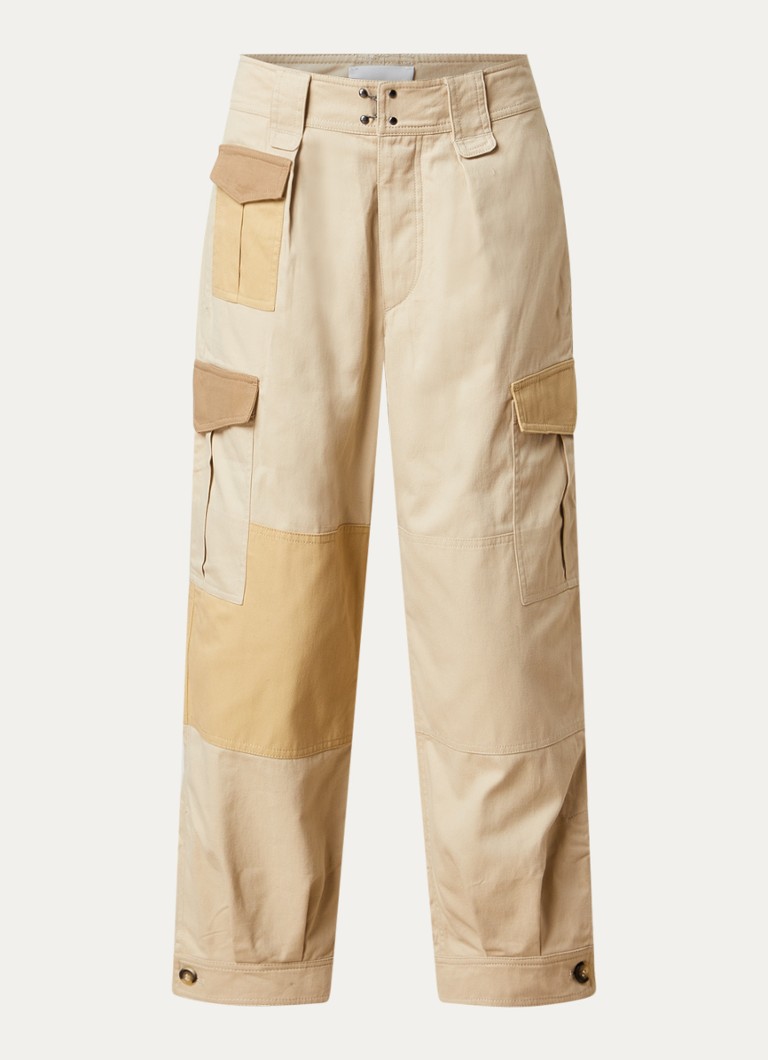 Isabel Marant Dames Renza high waist tapered fit cargobroek met klepzakken in de kleur Beige, maat: 38