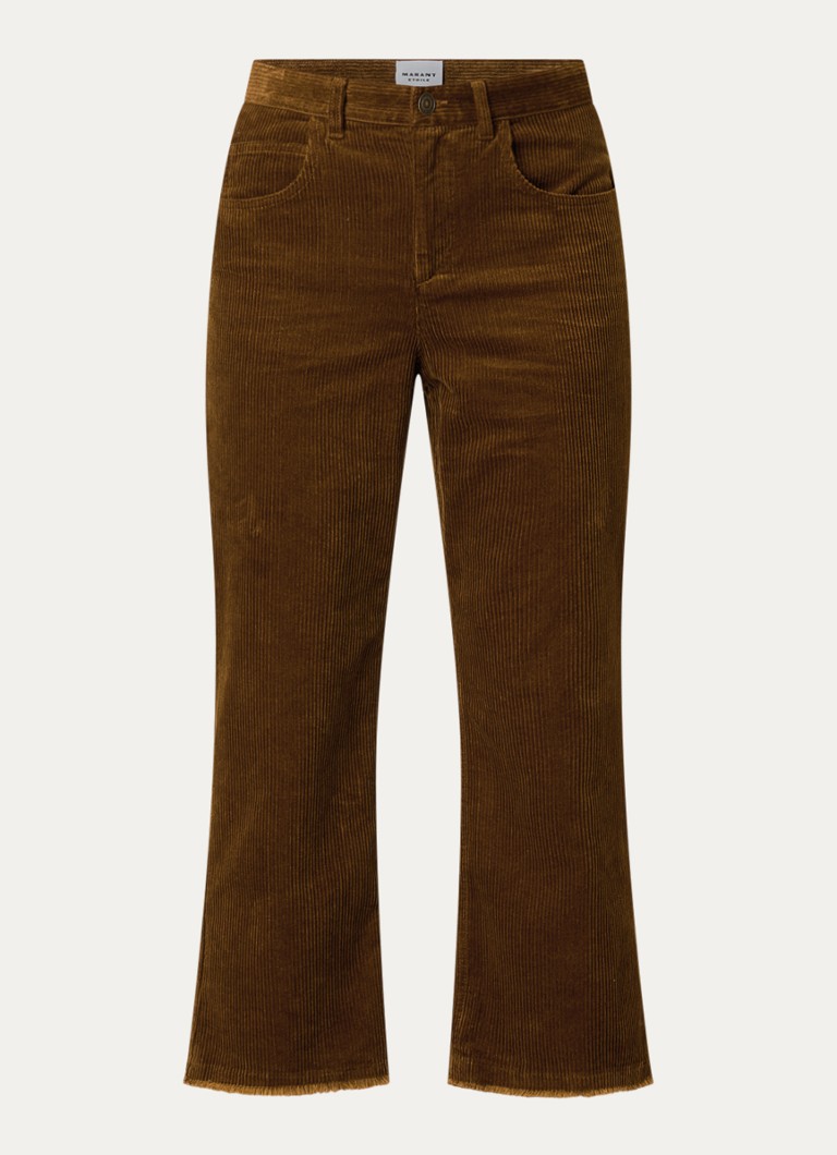 Isabel Marant Dames Ruthie high waist cropped straight fit broek van corduroy in de kleur Cognac, maat: 40