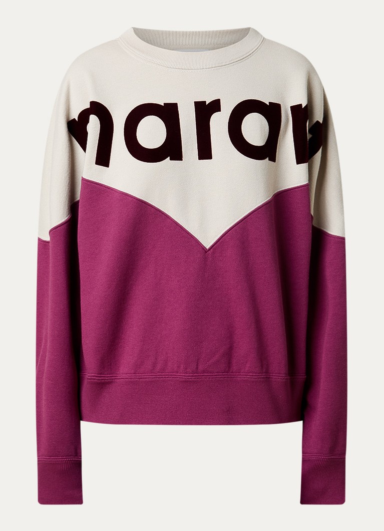 Isabel Marant Dames Oversized sweater met flock logoprint in de kleur Beige, maat: 36