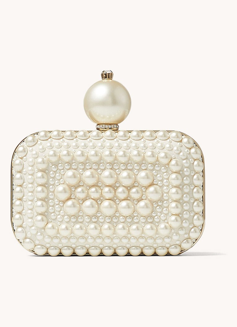 Jimmy Choo Dames Micro Cloud clutch van geitenleer in de kleur Gebroken wit